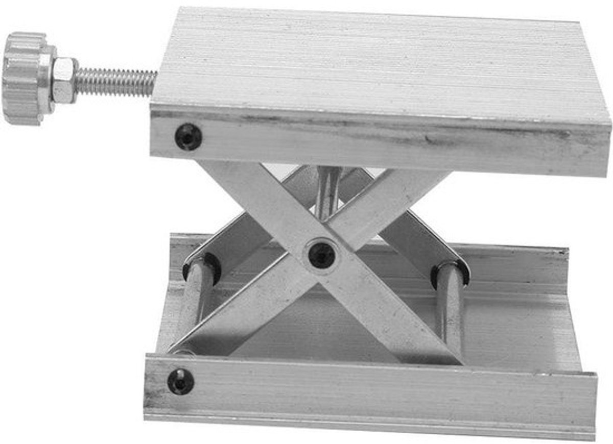 Mini Schaarlift - Laboratoriumlift Hefplatform - Precisie Positionering - Handmatig Verstelbaar - 90 x 90 Mm - Zilver