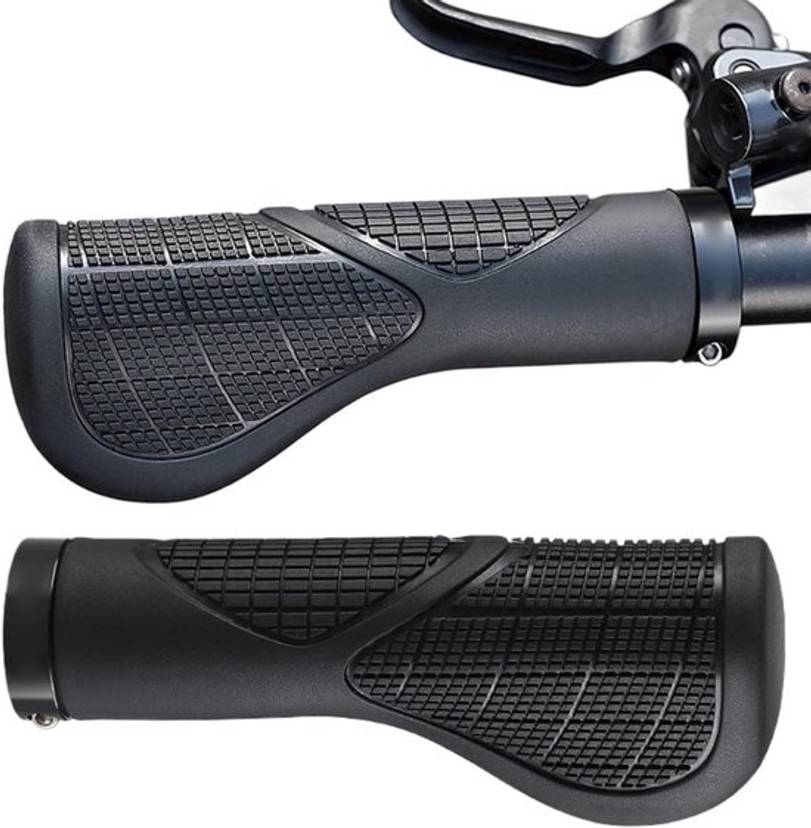 Fietsstuurgrepen - Antislip handvatten - Comfortabel fietsen - Optimale drukbalans - 14 x 5 cm - Zwart