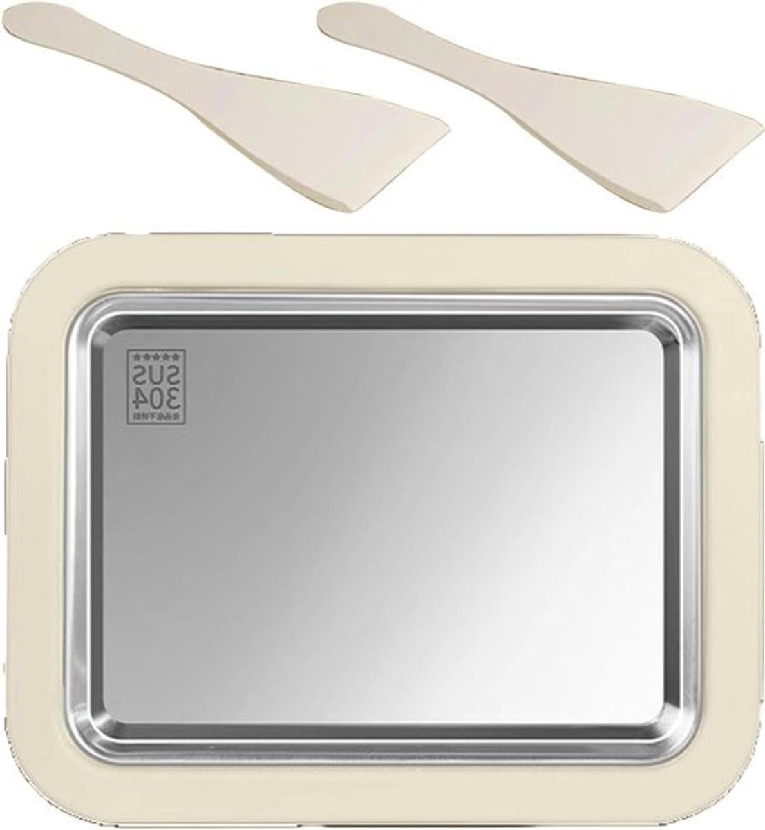 Rol IJs Maker - IJsplaat Yoghurt - Desserts Maken - Roestvrij Staal - 26 x 21 x 3.8 cm - Meerkleurig