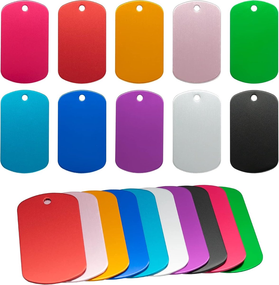 Lege Geanodiseerde Aluminium Stempelplaten voor Graveerbare Hondenlabels - 50 Stuks (Gemengde Kleuren)