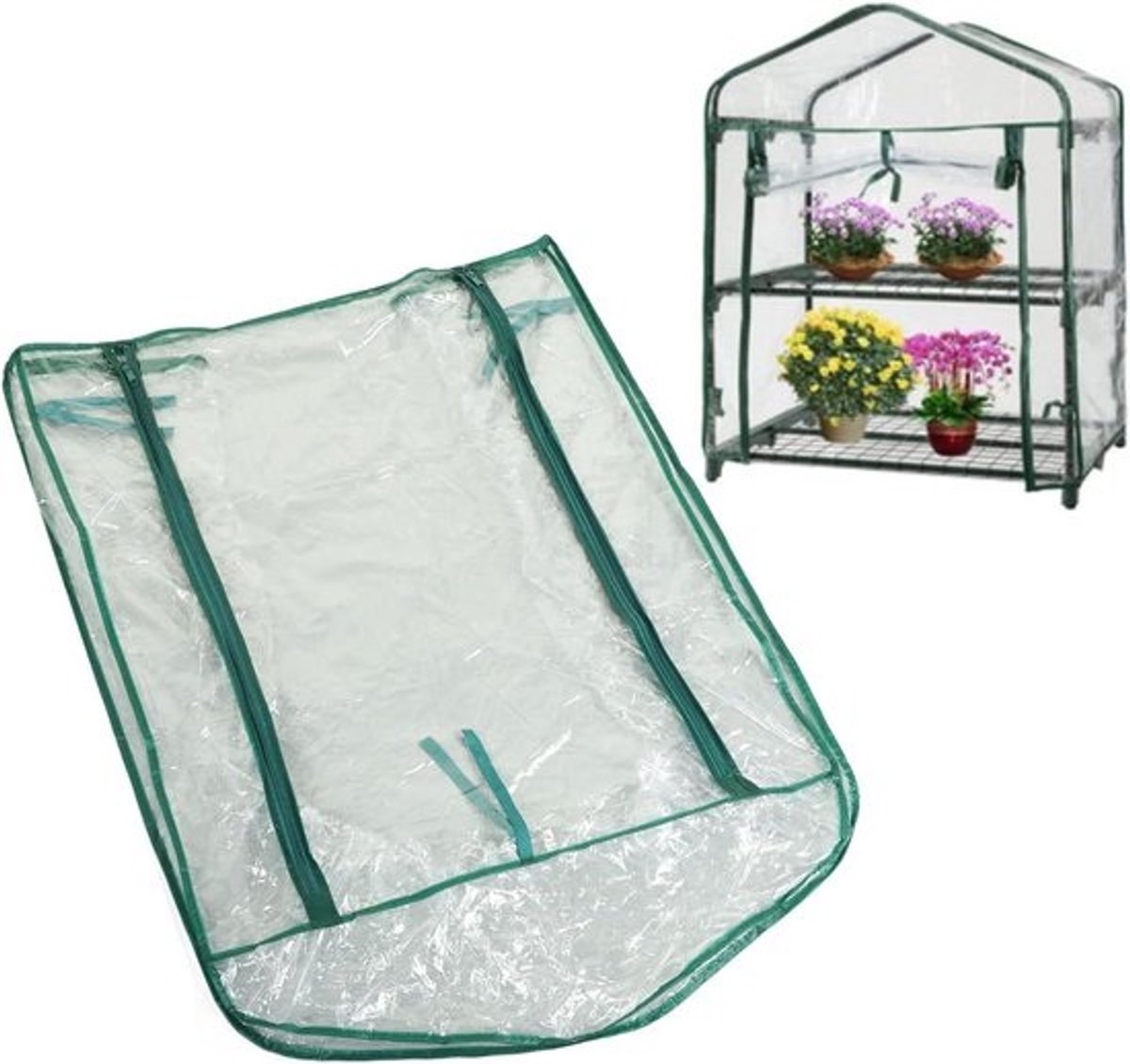 Kasafdekking Transparant PVC - Mini Kas Tuinhoes - Planten Beschermen - Roldeuren voor Ventilatie