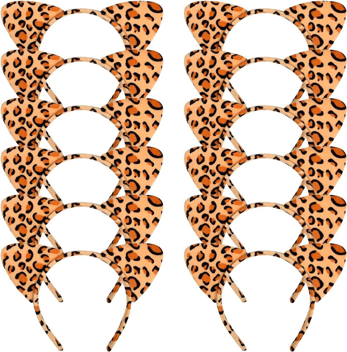 12 Stuks Leopard Geprinte Haarbanden met Kattenoren - Cosplay Haaraccessoires voor Feestjes en Thema Evenementen