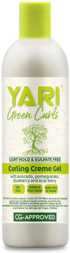 YARI Green Curls Curling Creme Gel met avocado, granaatappel, bosbes & acaibes. Lichtgewicht en sulfaatvrij.