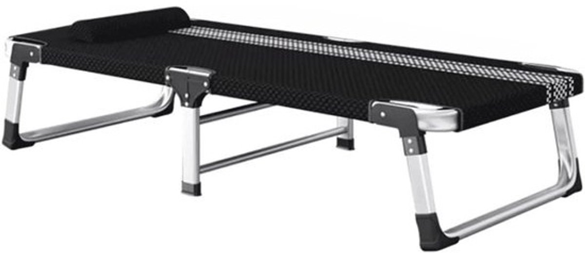 Campingbed Opvouwbaar - Reiswieg Gastenbed - Kamperen Buiten - Aluminiumlegering Frame - 181 x 68 x 35 cm - Zwart