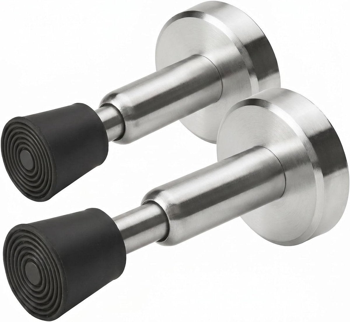 Roestvrijstalen deurstopper met rubberen buffer en hydraulische deurhouder voor muurbevestiging, set van 2 stuks voor huisgebruik