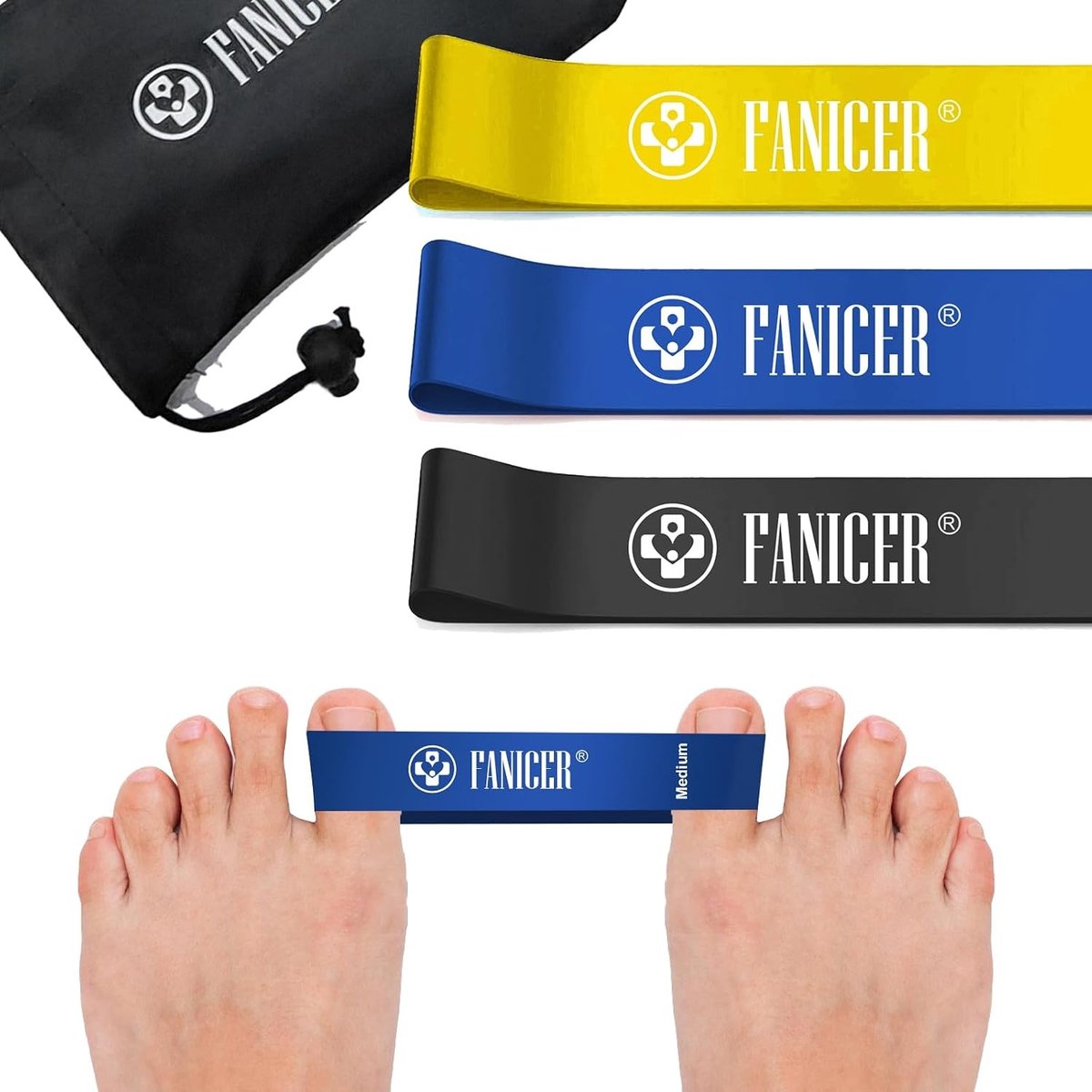3 stuks hallux valgus trainingsband voor tenen, correctieset voor pijnverlichting, bescherming tegen eeltknobbels en overlapping van tenen