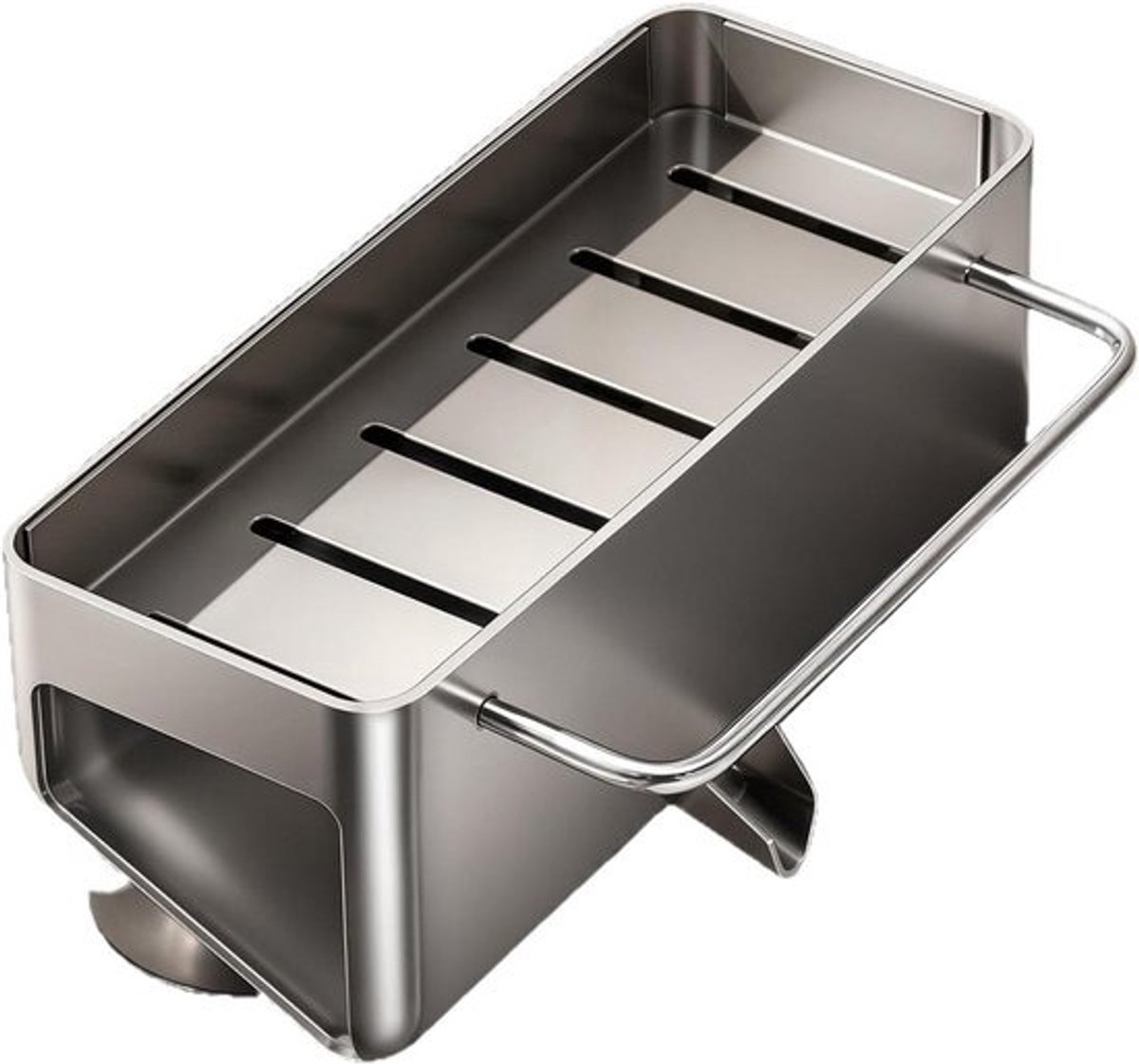 Sponshouder Keuken - Opbergplateau Gootsteen - Aanrecht Organiseren - Roestvrij Staal Zuignap - 12 x 14 x 12 cm - Zilver