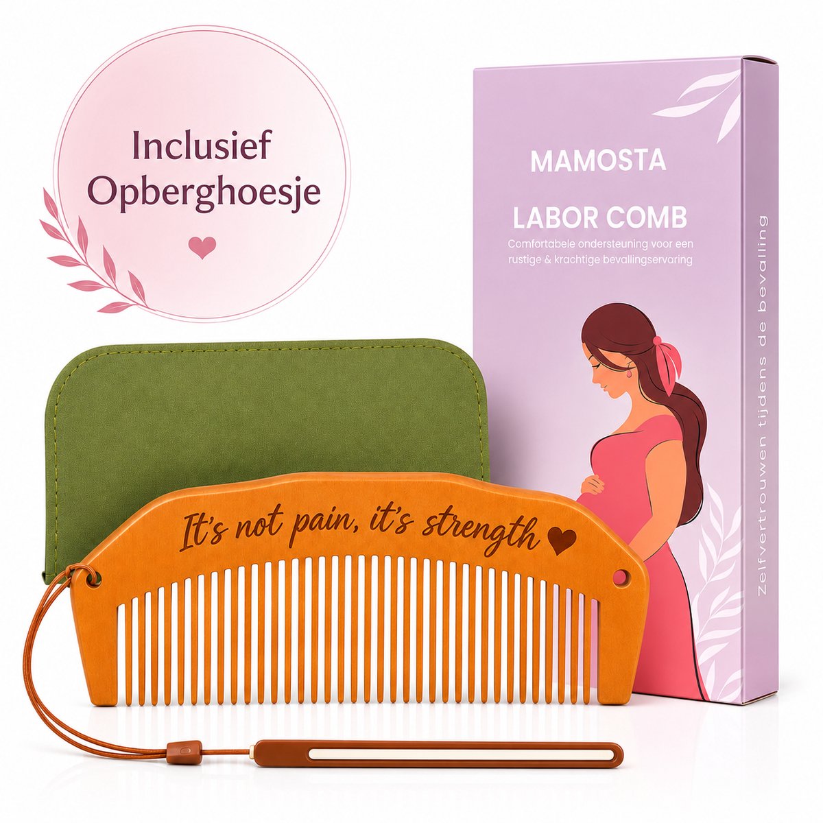 Mamosta® Bevalkam - Geboortekam - Zwangerschapskam - Bevallingskam - Labor Comb - Kraampakket - Bevallen