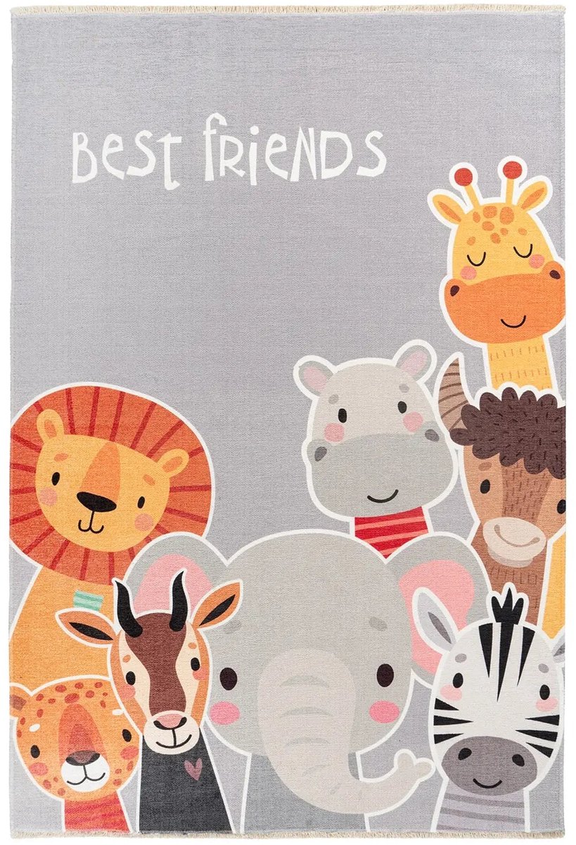 Dutch XXL Kindervloerkleed | Tapijt | Joanna | Dierenvrienden | Multikleur | 115x170 cm