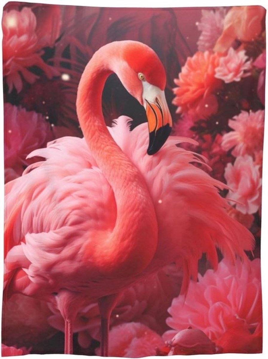 Flamingo Deken - Fleece Plaid - Gezelligheid Thuis - Zachte Flanel - 127 x 105 cm - Roze