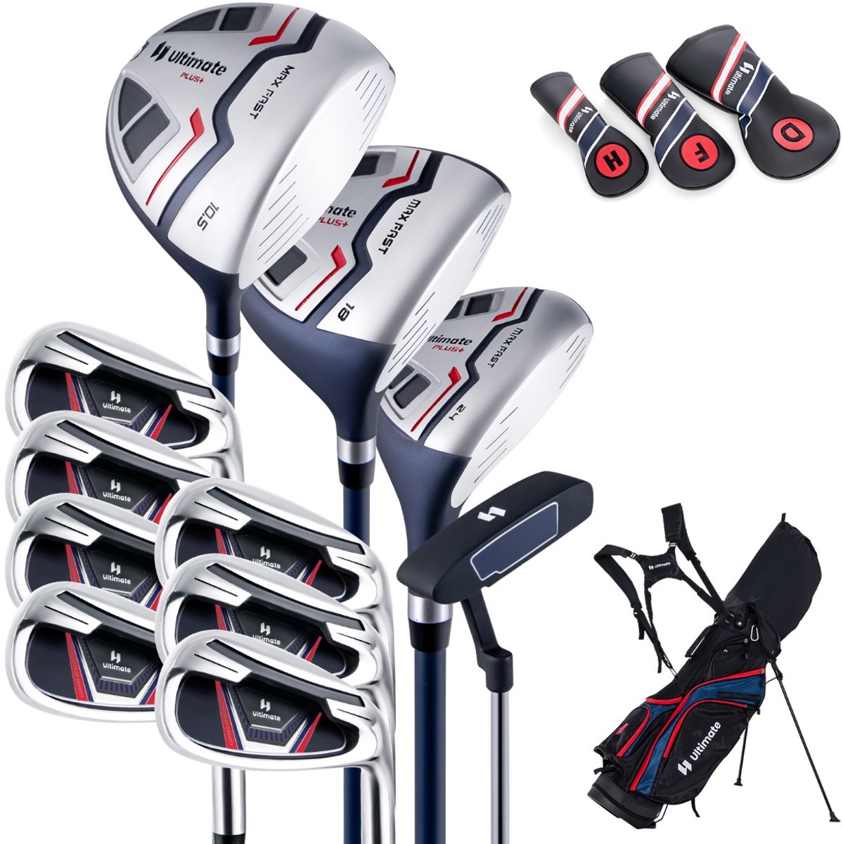 SureDeal® - Golf - Complete Herrem Golfclubset - Draagtas - Regenhoes - Blauw