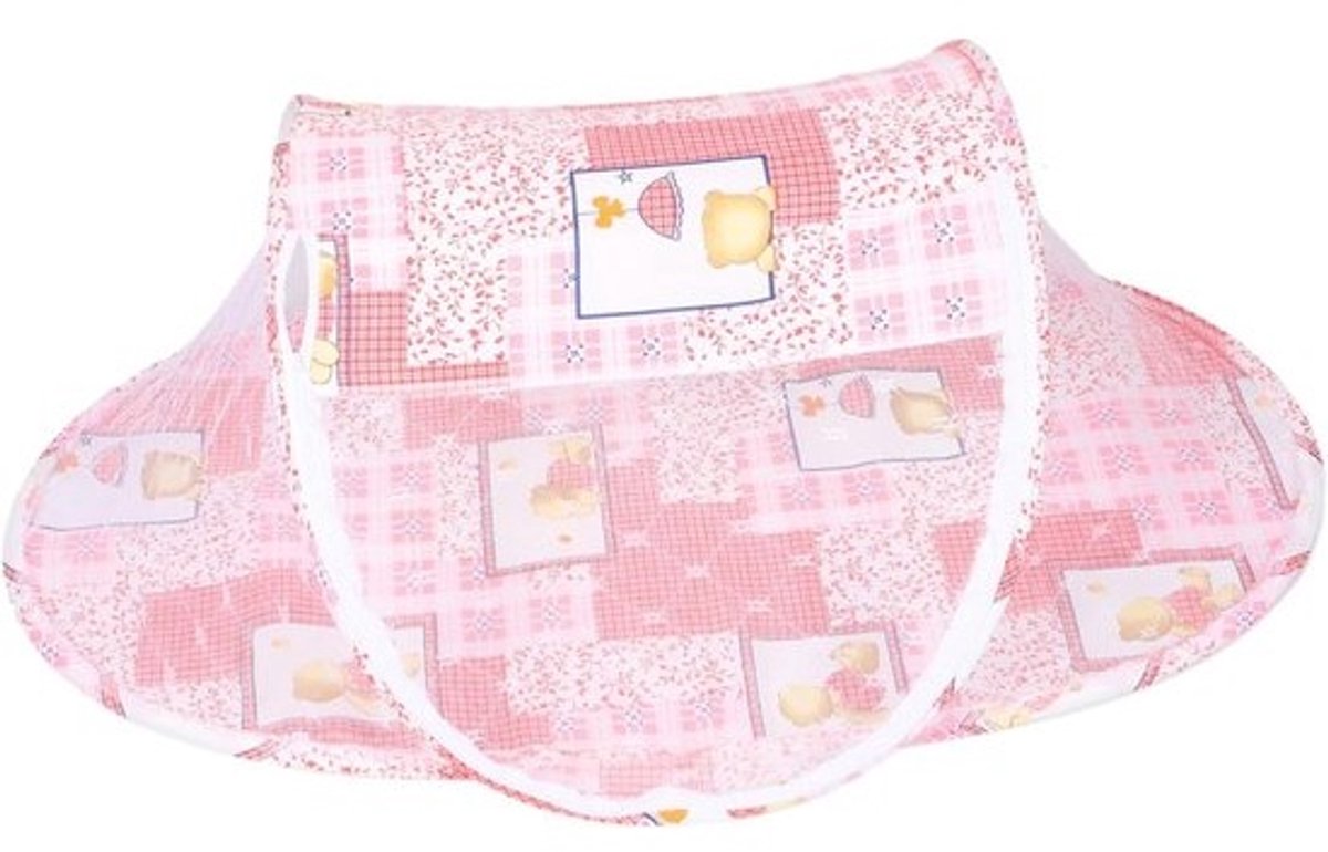 Vouwbare Baby Tent - Babynestje Klamboe - Bescherming tegen insecten - Ademend Mesh Ontwerp - 108 x 65 cm - Roze