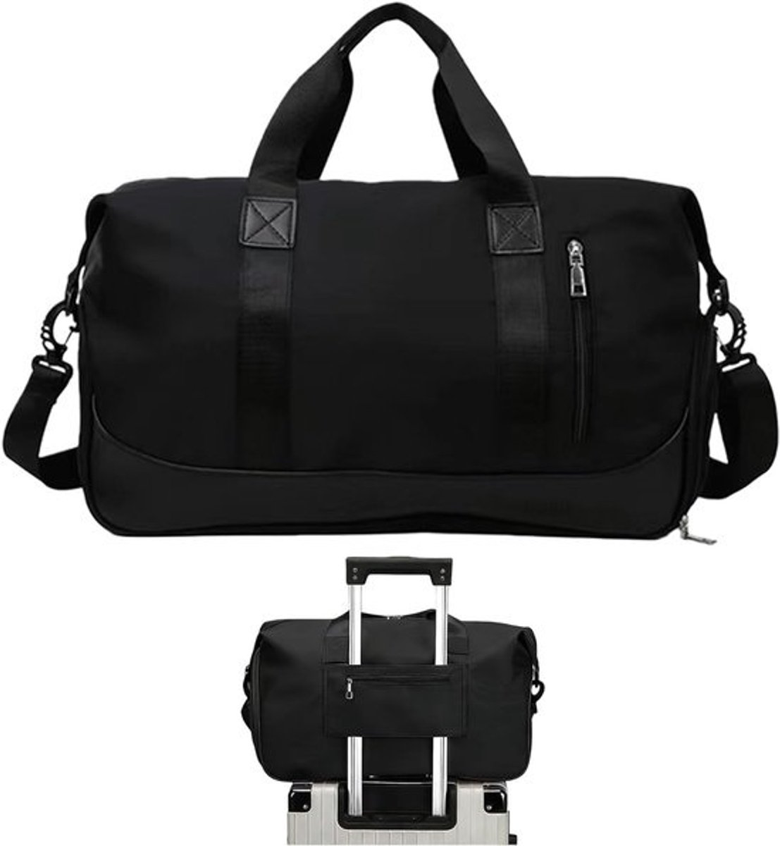 Sporttas Dames - Schoudertas Reistas - Sport Fitness Yoga - Waterdicht Nat Droog Vak - 35 Liter Inhoud - Zwart