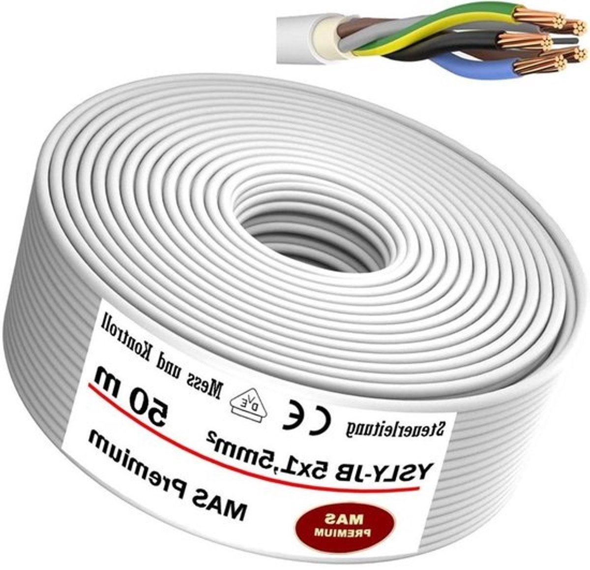 Installatiekabel - Stuurkabel Flexibel - Machinebouw Installatie - Vochtbestendig PVC - 5 x 15 mm² - Grijs