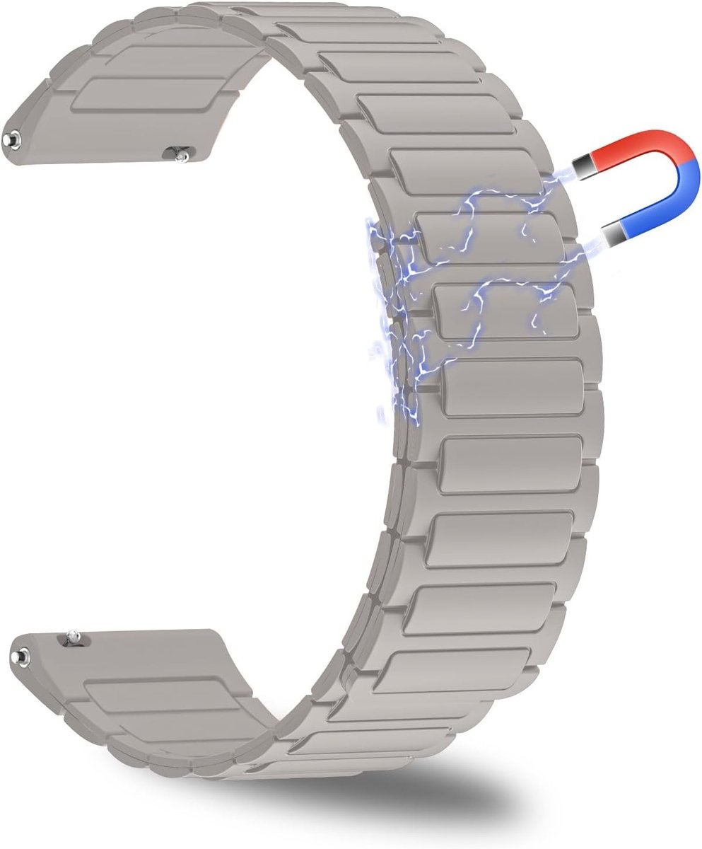 Dubbelzijdige 22 mm horlogeband van magnetisch silicone voor mannen en vrouwen, snel te verwisselen, sportieve stijl, geschikt voor traditionele horloges en smartwatches