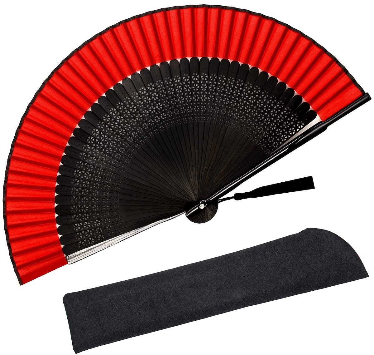 Vouwbare Hand Fan - Vintage Bamboe en Zijde - Rood