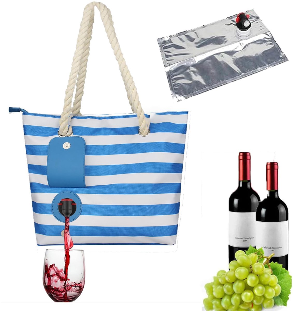 Wijn Tote Bag met Isolatie - Voor 2 Flessen