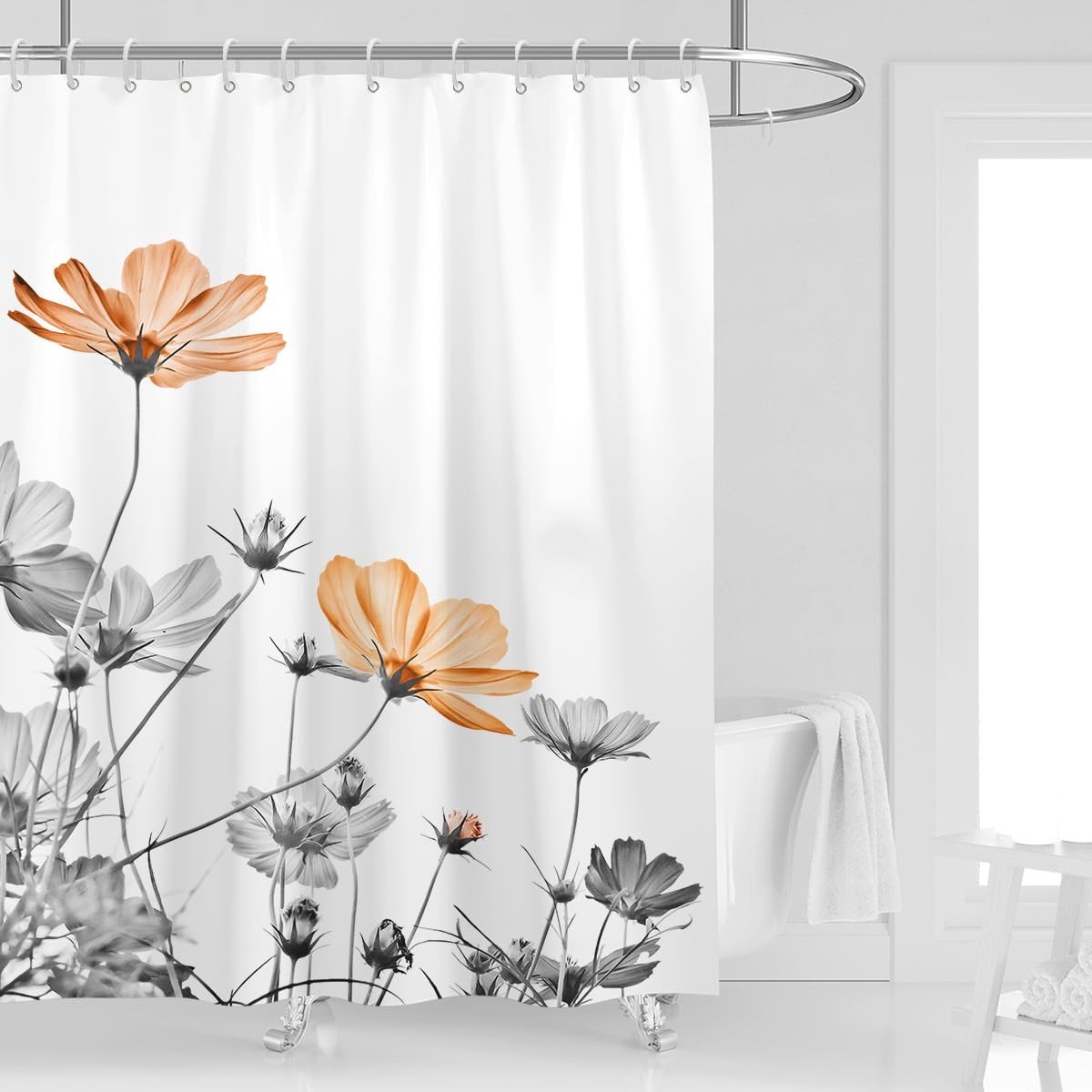 Douchegordijn - Terracotta Bloemen - 152x183 cm