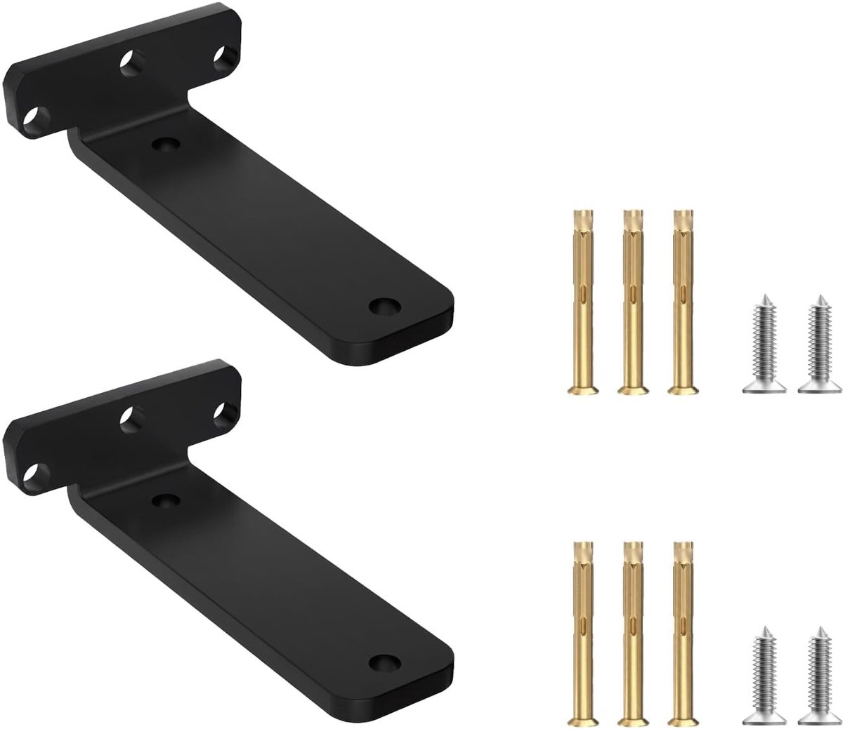 Set van 2 Zwarte Plankdragers - 15 cm L-vormig