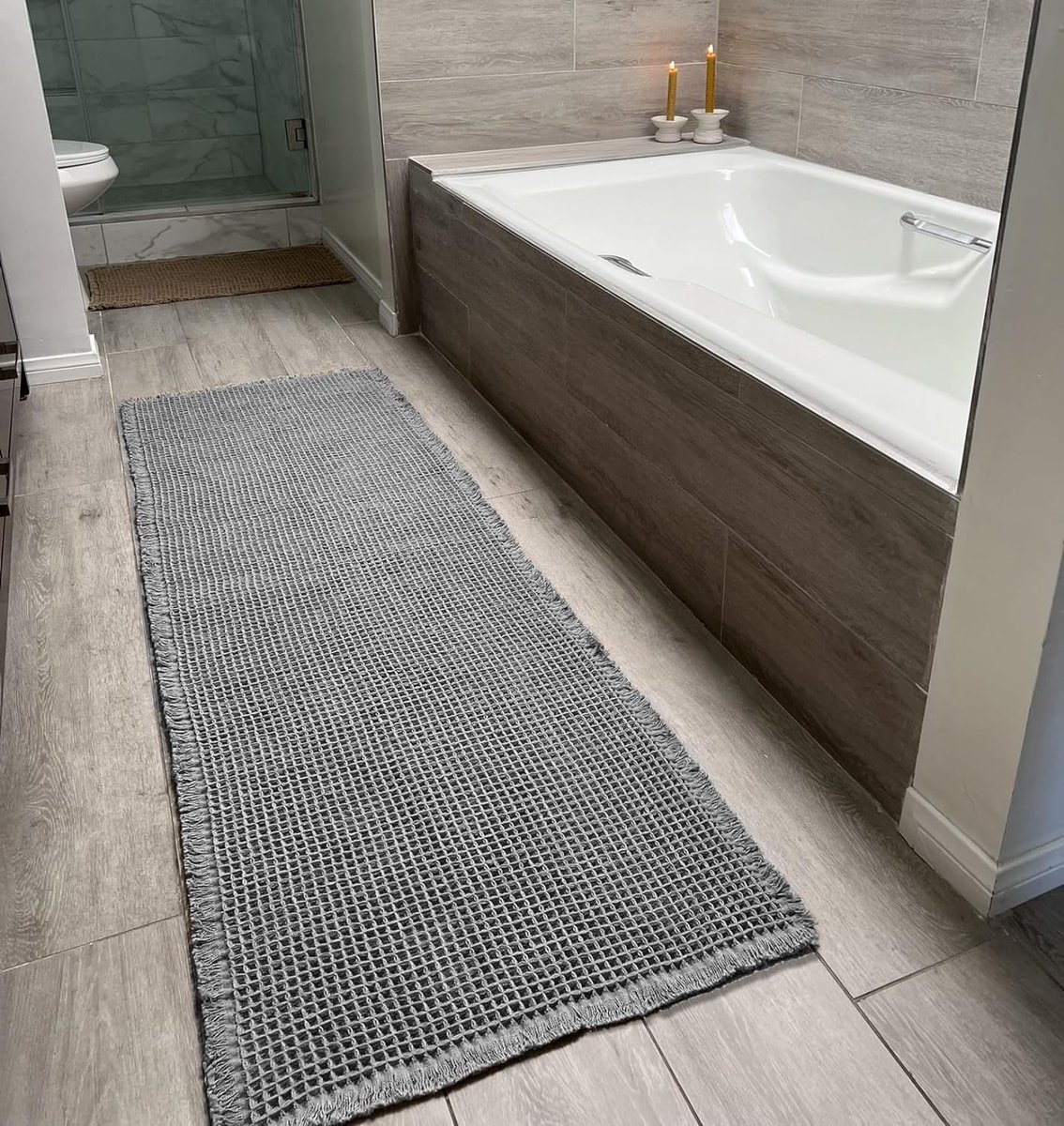 Wafel Badmat - Super Absorberend en Antislip - Lichtgrijs