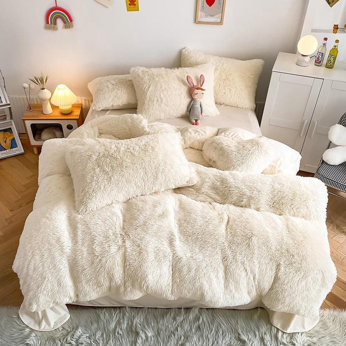 3-delige dekbedovertrekset - Zwart fluweel met 2 kussenslopen 200x230cm