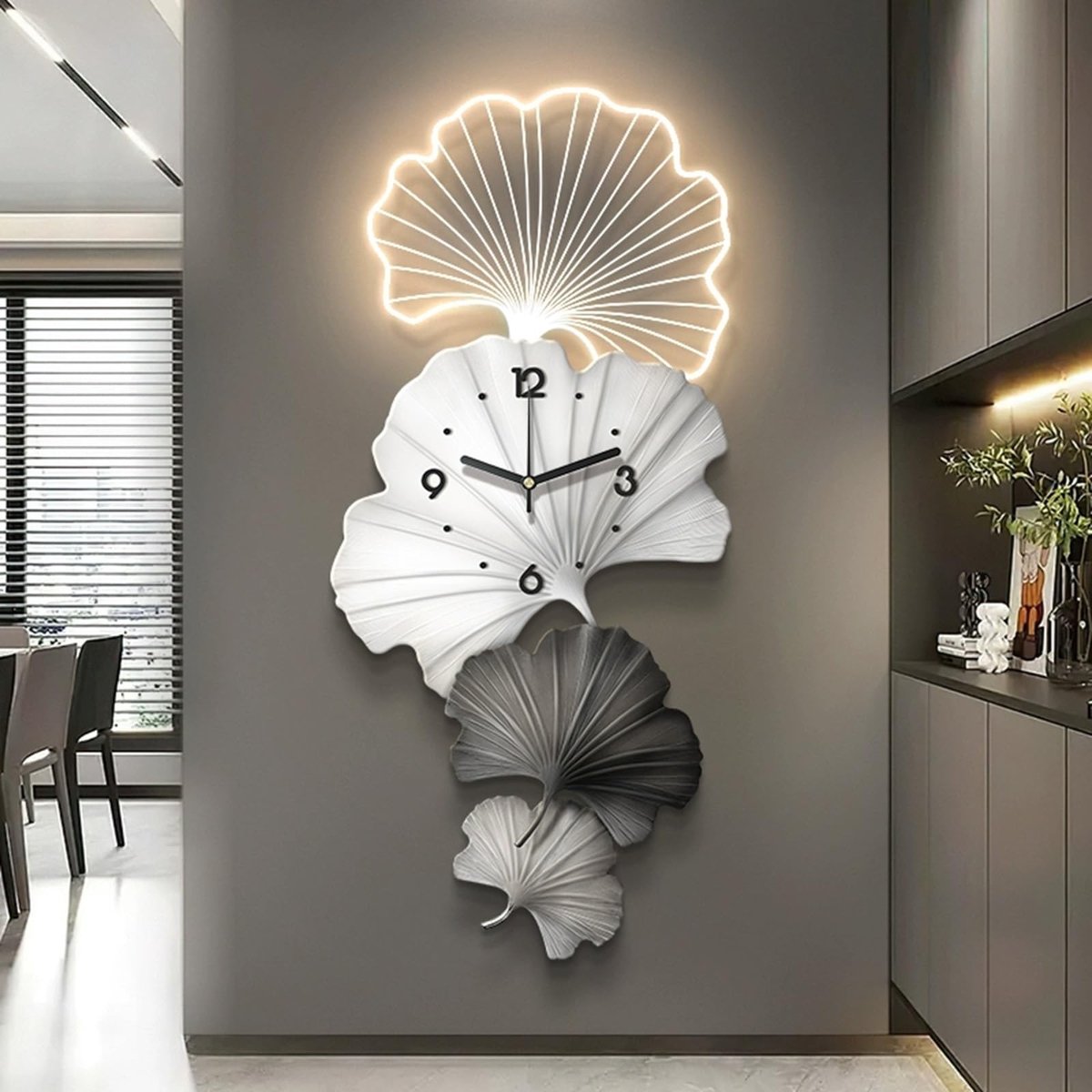 3D Wanddecoratie met LED Verlichting - Hangende Klok
