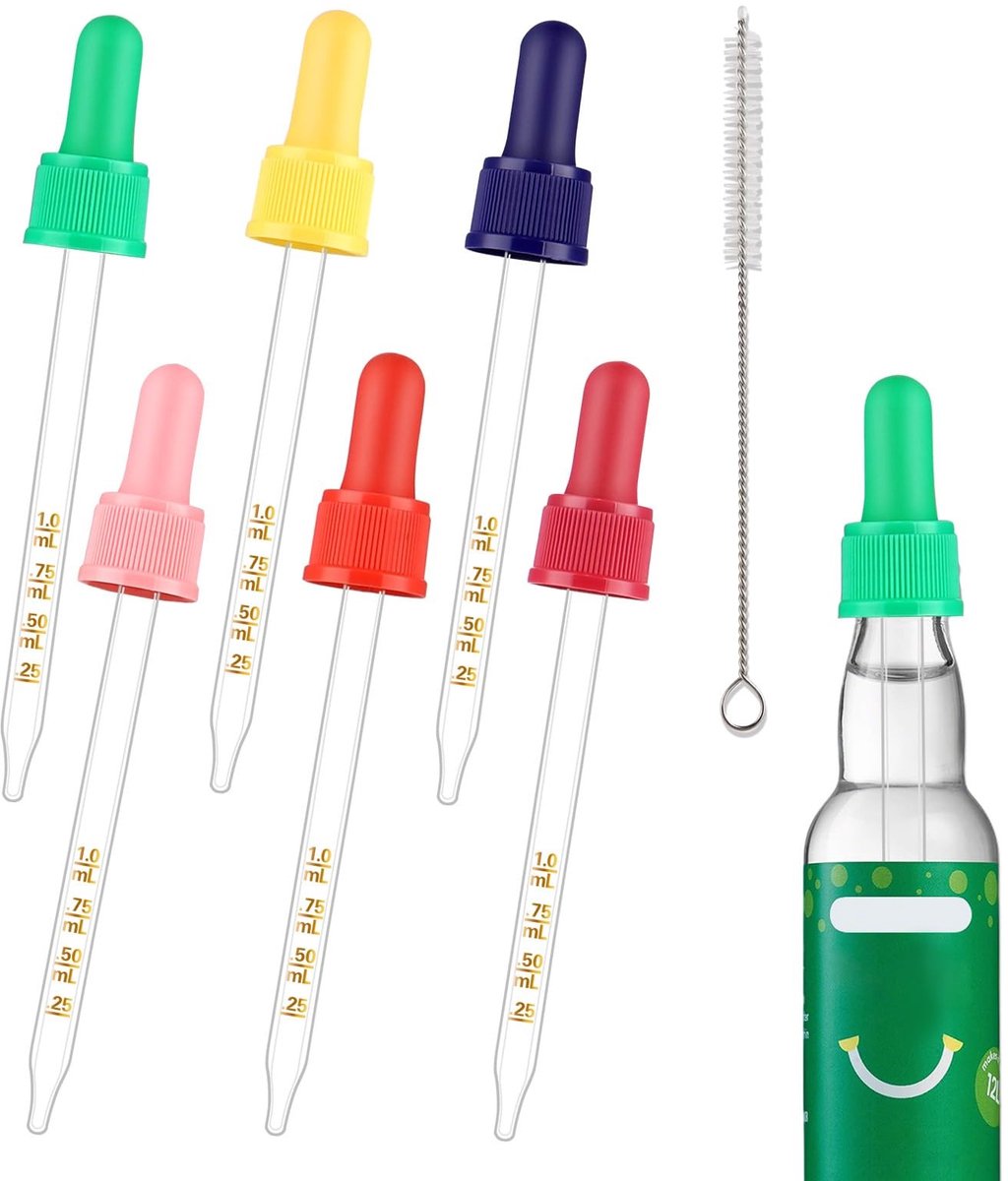Glazen Druppelpipetten - 6 stuks 1 ml Voedselveilig