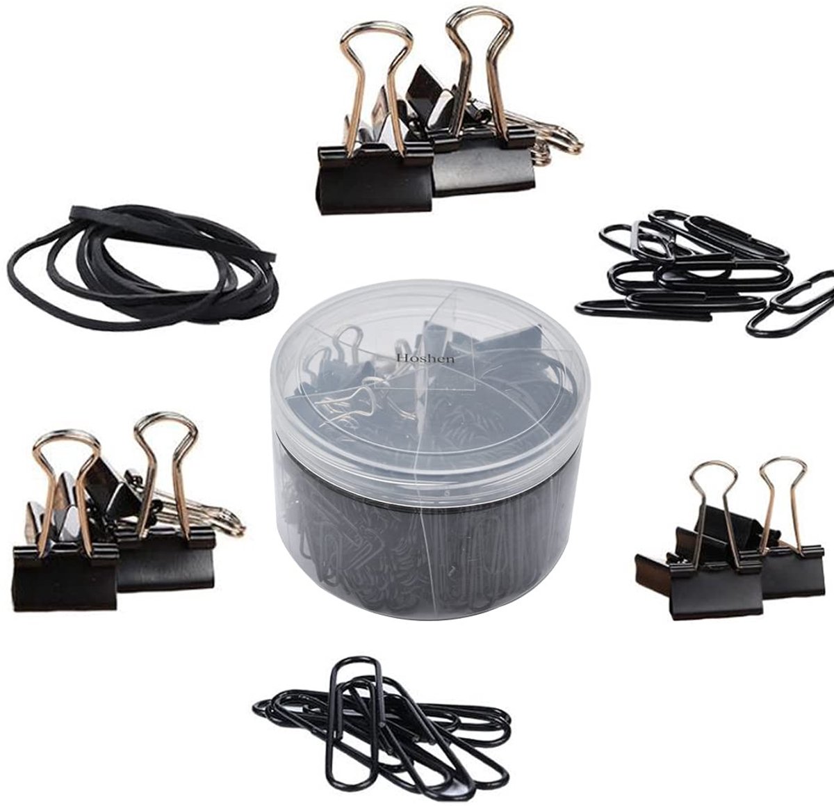 240-delige Kantoor Binder Clip Set - Inclusief Paperclips en Rubber Bands