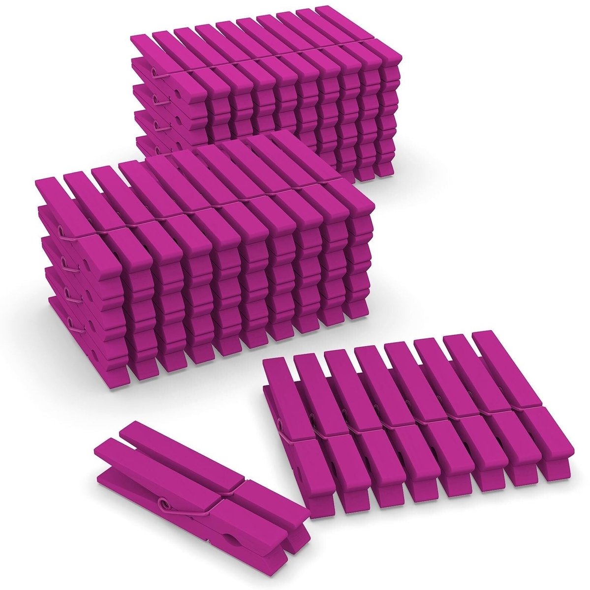 Gekleurde Wasknijpers - Hout - 100 stuks - Magenta Roze