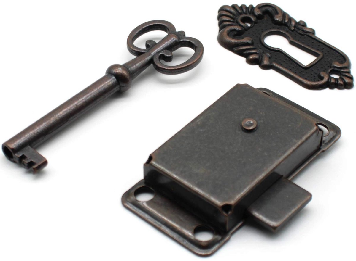 Retro Kastslot met Sleutel - Bronzen Afwerking