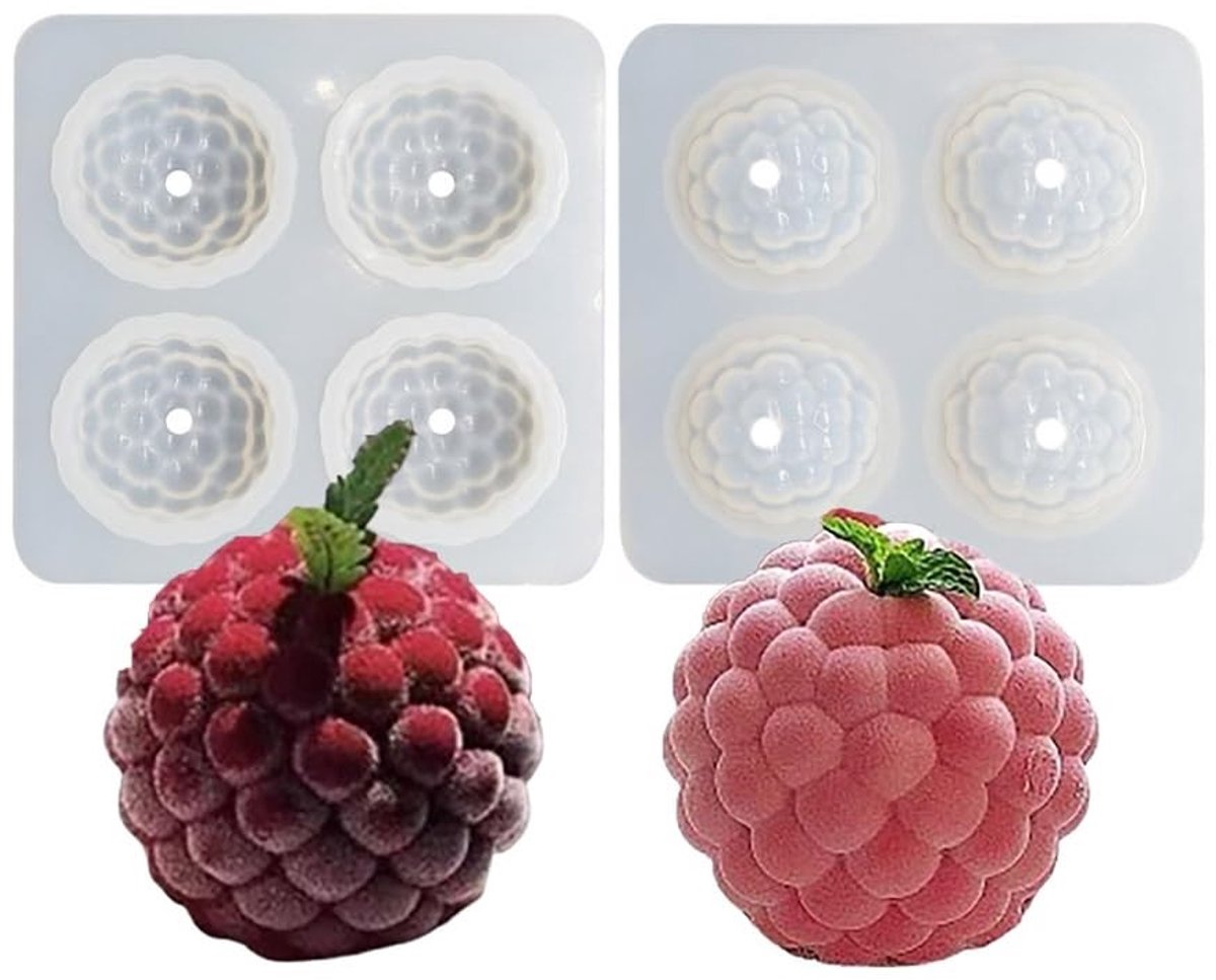 Siliconen Bakpan voor Desserts - Framboos Mousse Mallen - Wit - 12 x 12 cm