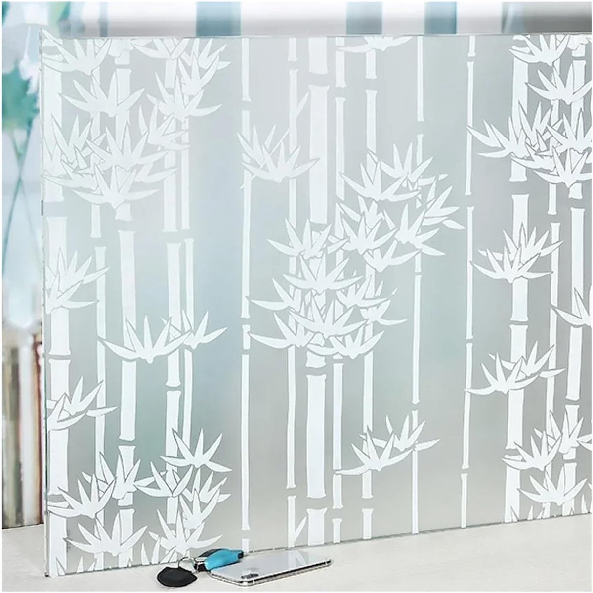 Raamfolie voor privacy - Zelfklevend 3D-design - 45 x 300 cm - Zwart/Bruin