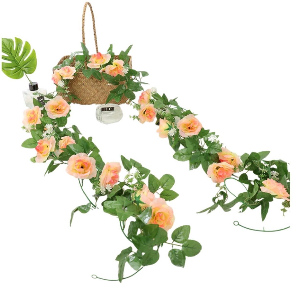 Kunstrozen Wanddecoratie - 10 Bloemen 2,3 m