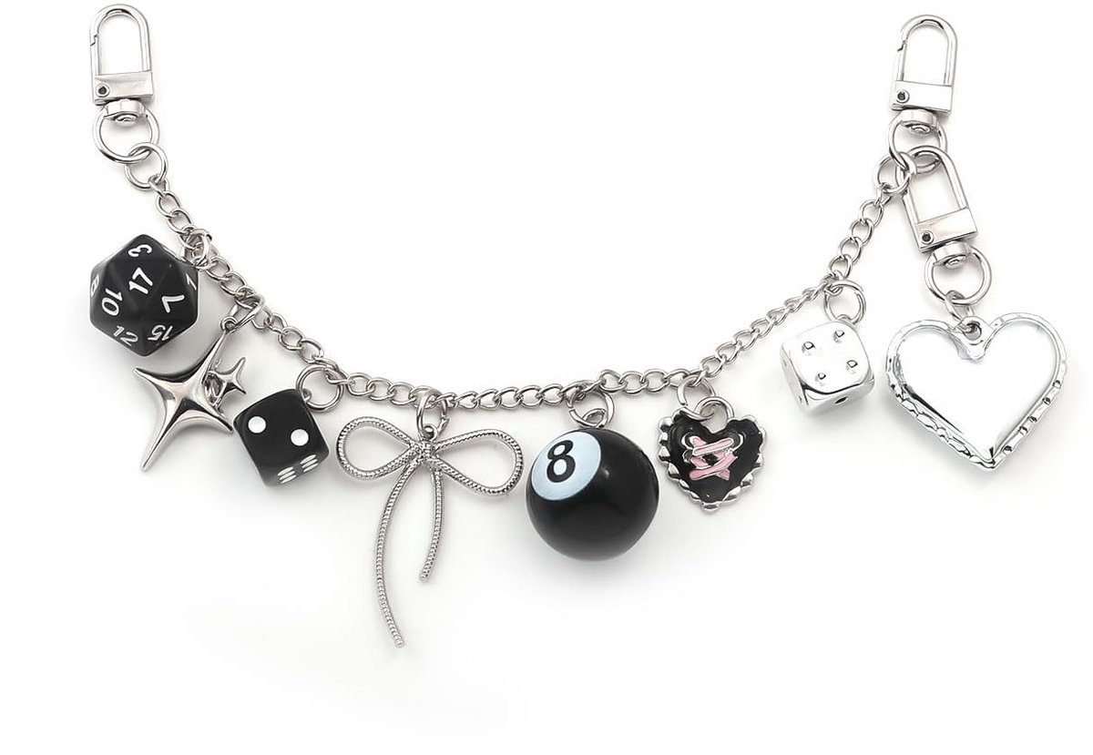 Sleutelhanger met 8 Ballen en Dice - Retro Y2K Design
