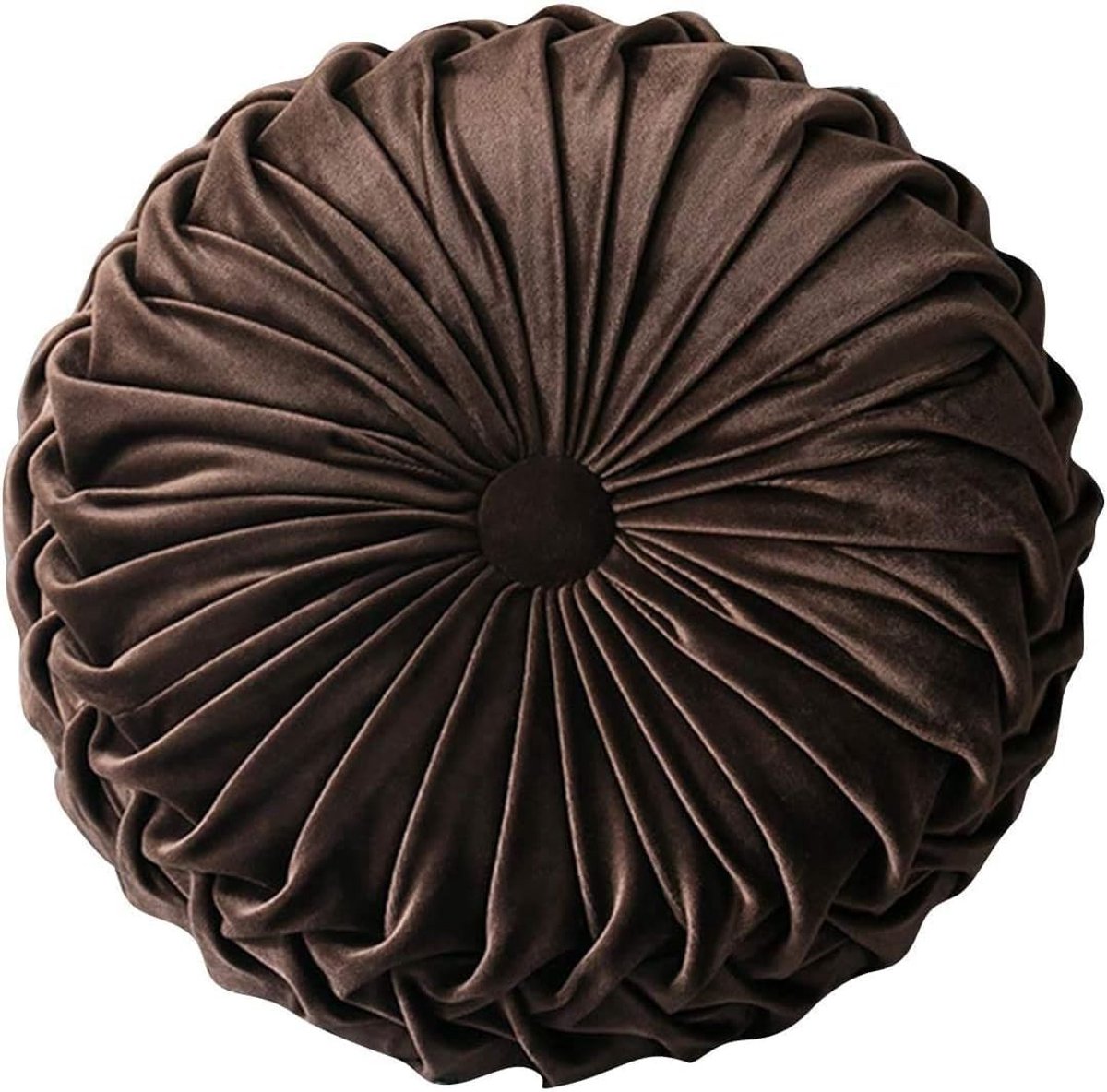 Ronde fluwelen kussen - Pompoenstijl - 35 cm - Bruin