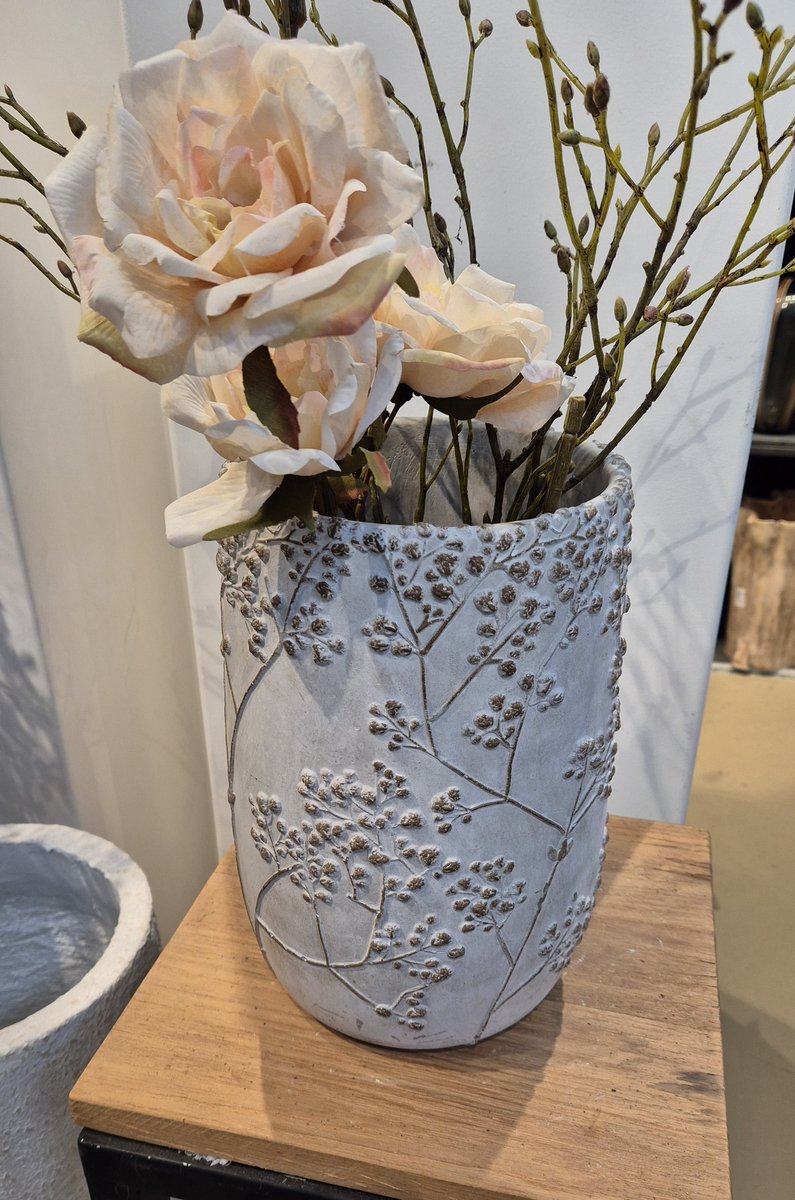 Vaas - DK - Beton - Alaska - Grijs - Zand - Maat L - 33 x 23 x 23cm
