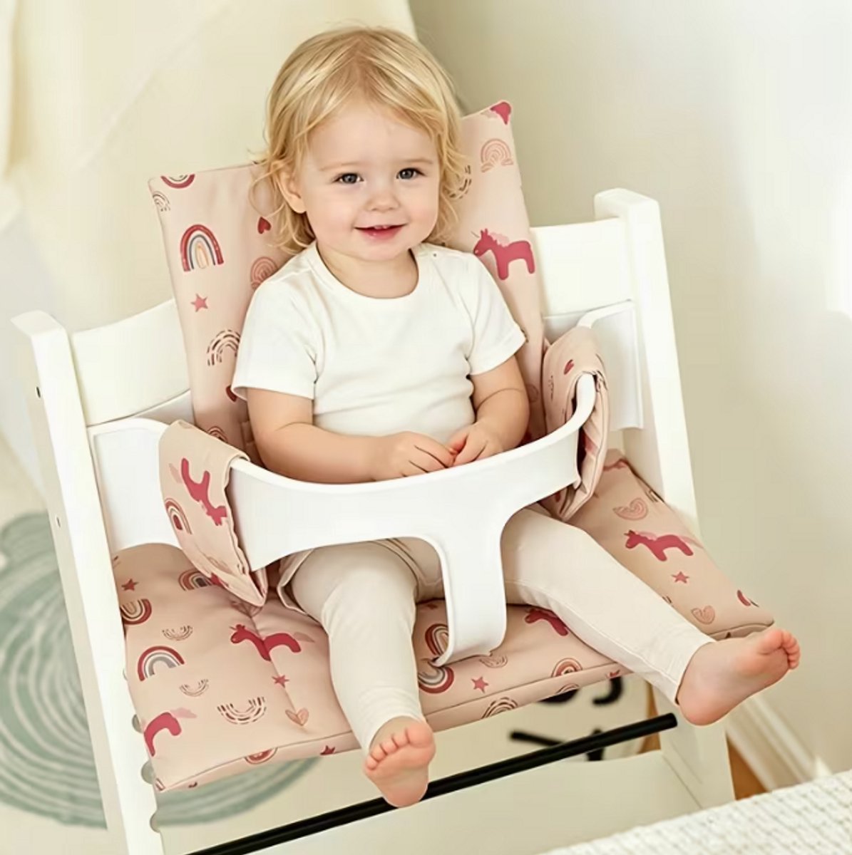 Stoelverkleiner unicorn regenboog - stoelverkleiner voor kinderstoel - stoelkussen - geschikt voor stokke - stoelverkleiner kinderstoel - zitkussen