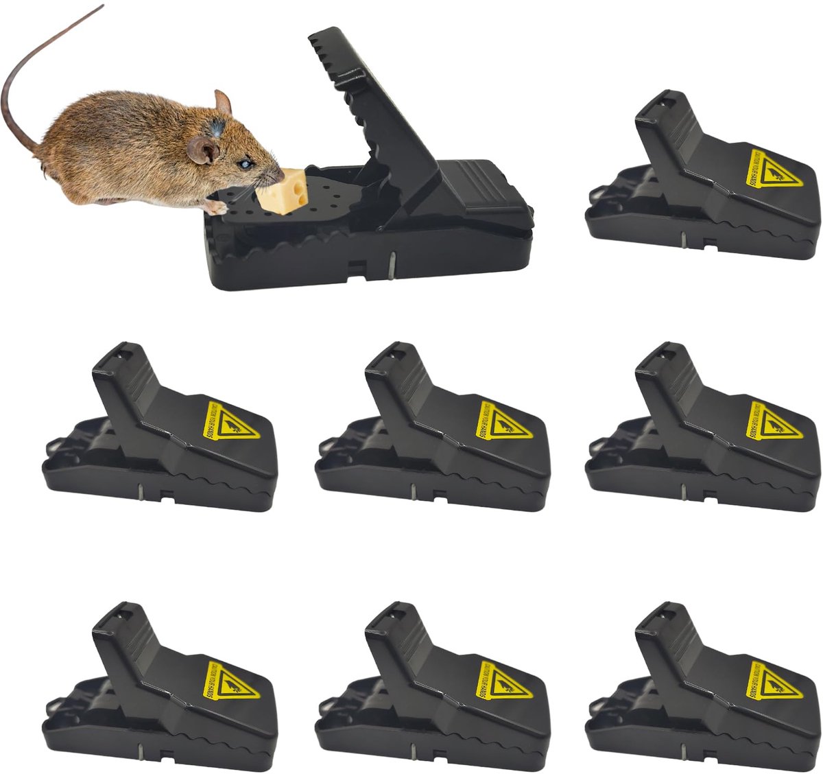 Muizenval Set van 8 – Herbruikbare Rattenval – Gevoelig Sluitmechanisme – Voor Huis en Tuin