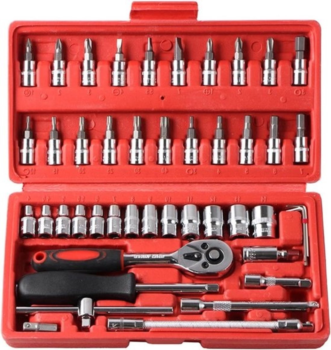 Ratelsleutel set - Moersleutel Ringsleutel - Auto reparatie - Flexibele kop - 46 stuks - Chroom
