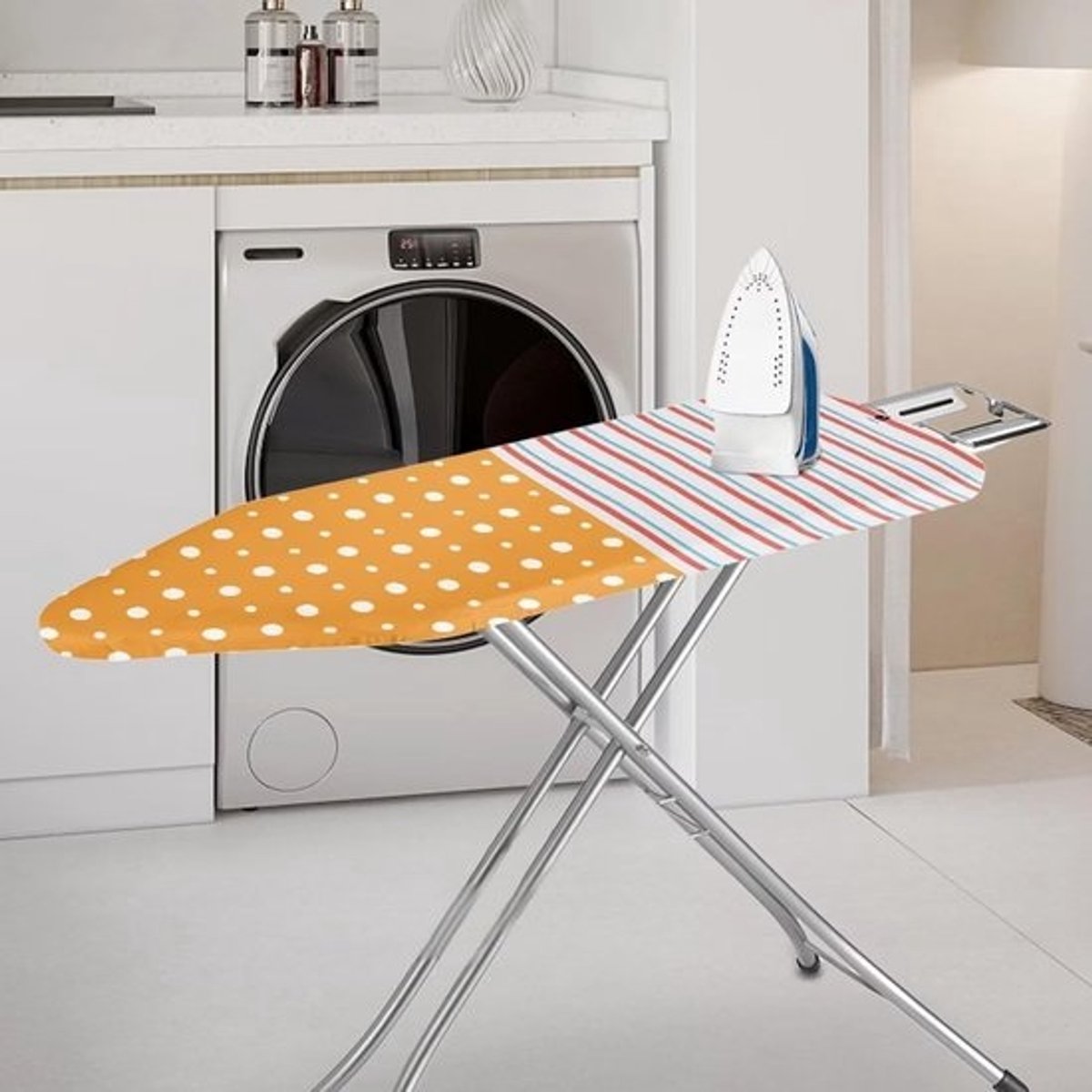 Strijkplankhoes - Strijkplankovertrek Strijkplankdoek - Kreukvrij Strijken - Hittebestendig Polyester - 110-150 cm - Polka Dot Strepen