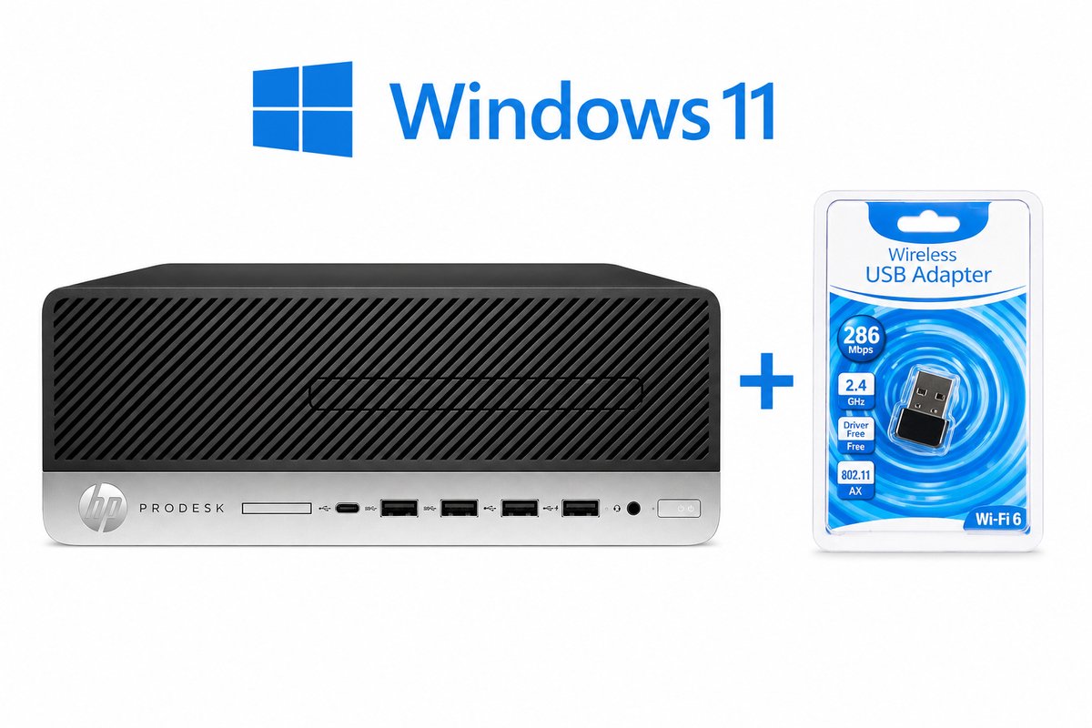 HP ProDesk 600 G3 SFF - Intel G4400 - 8 GB - 256 GB SSD - Windows 11 - VGA - DisplayPort