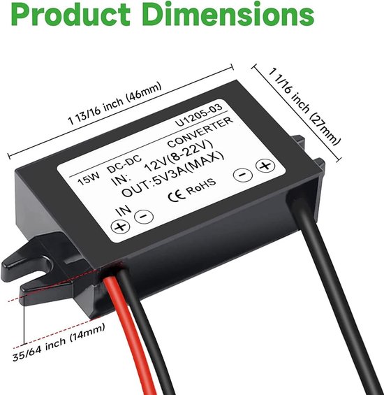 DC 12V naar 5V 3A USB C Step Down Converter - Waterdichte Buck Module voor Raspberry Pi 4 en Mobiele Apparaten, 25W Type-C Voedingsadapter — afbeelding 4