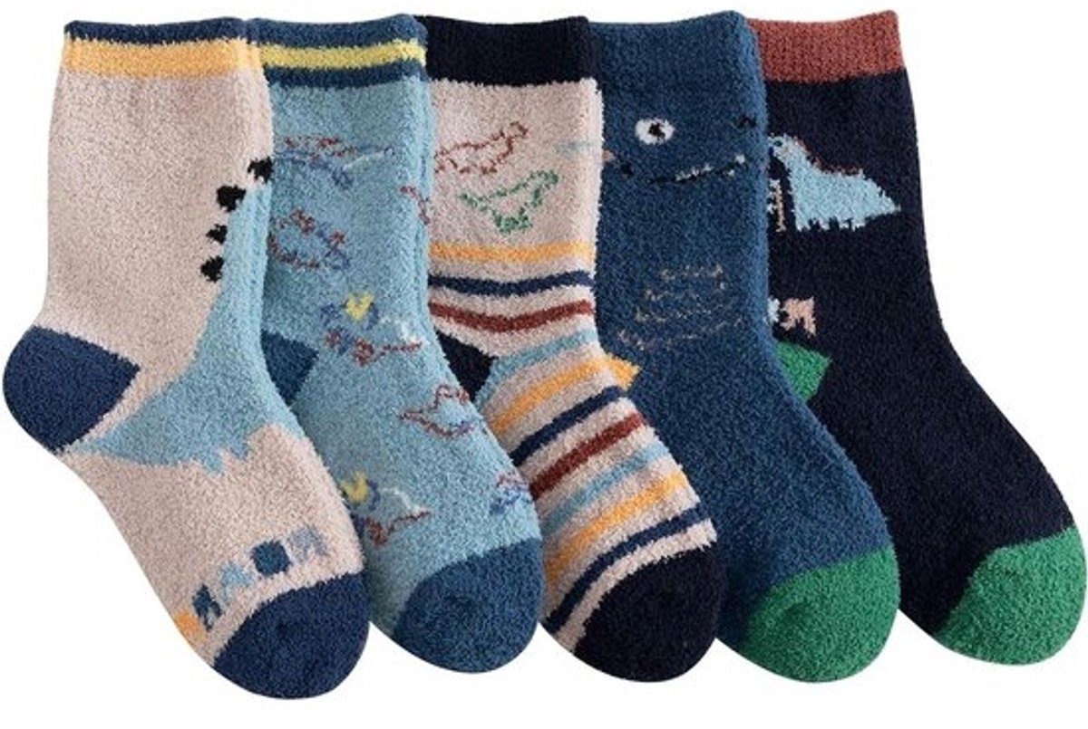 Fluffy Sokken - Warme Wintersokken - Huis Slippers - Dikke Coral Fleece - 5 Paar - Multicolor