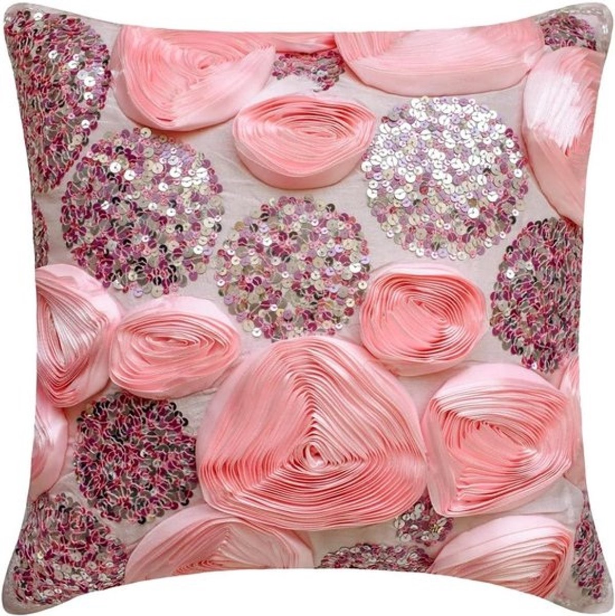 Decoratieve Sierkussens - Kussenhoezen Set - Woonkamer Decoratie - Handgemaakt Kunstzijde - 35x35 cm - Roze