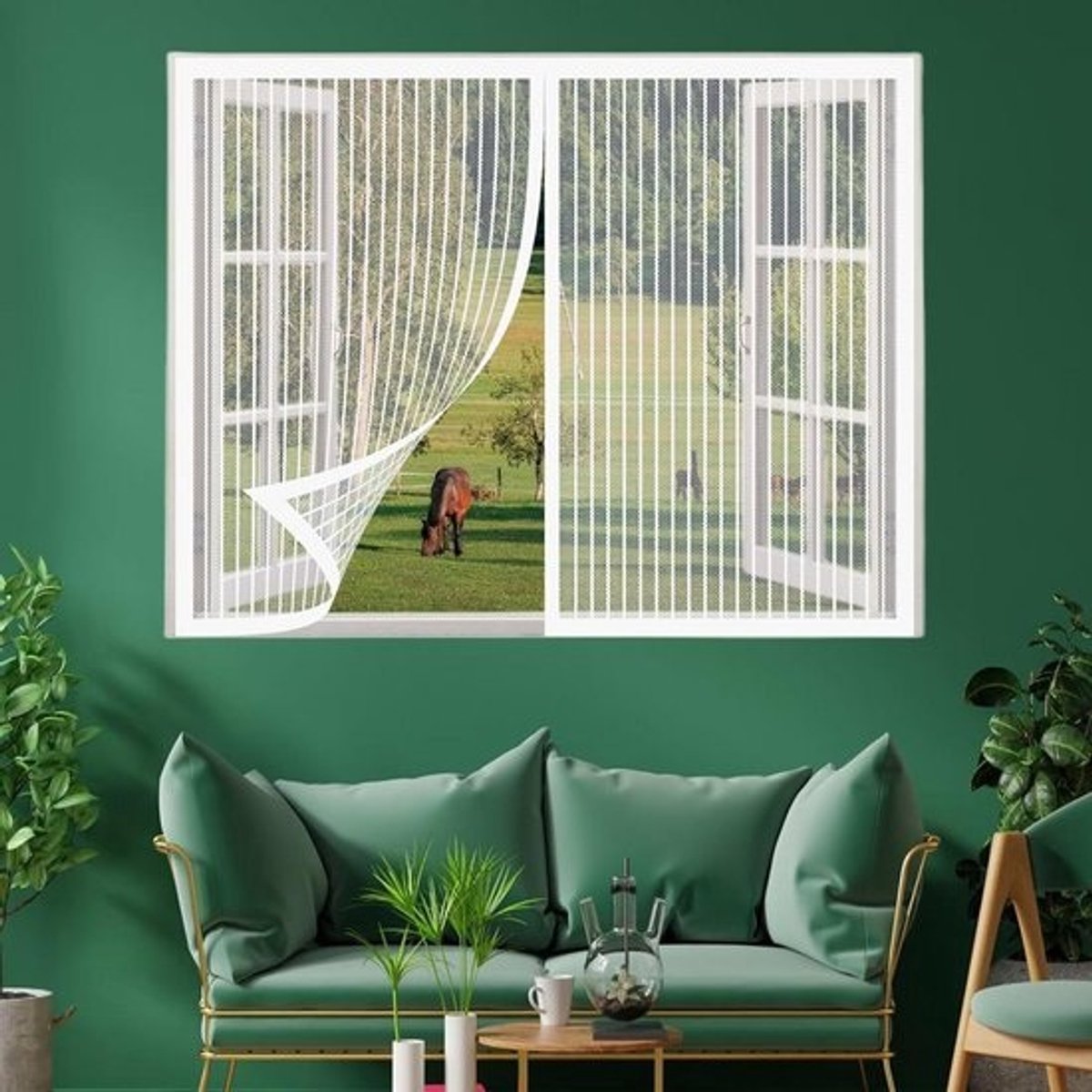 Magnetisch Vliegengordijn - Horndeur Gordijn - Insecten Buiten Houden - Eenvoudige Montage Zonder Boren - 285 x 210 cm - Wit