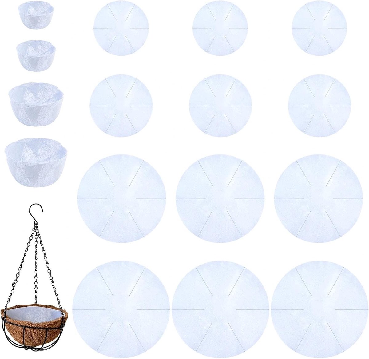 Zelfbewaterende hangmand-inzetstukken - 12 stuks, 4 maten, waterabsorberend, ideaal voor binnen en buiten, perfect voor hangplanten en tuinieren