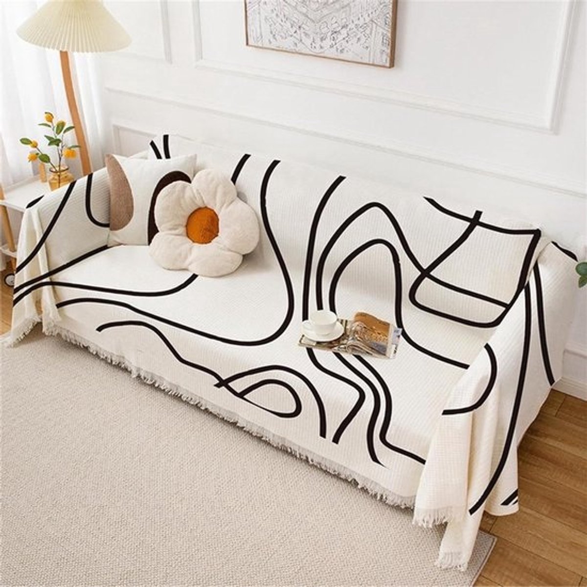 Plaid Bank - Sprei Bank - Woondecoratie - Dubbelzijdig Gebruik - 180x300cm - Abstract