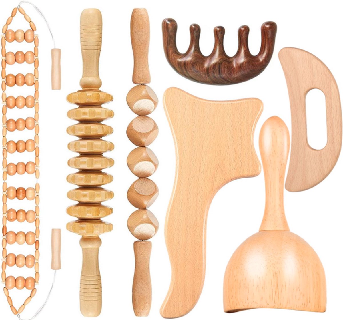 Maderotherapie Set 6-delig – Houten Massage Set – Body Massage Tools – Houttherapie – Lichaamsmassage