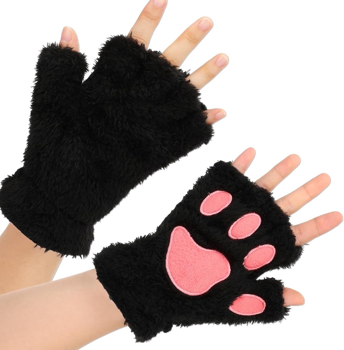Zachte Pluche Vingerloze Kattenhandschoenen voor Cosplay en Feestdagen - Cartoon Dierenaccessoires, Winterhandschoenen, Cat Paw Design