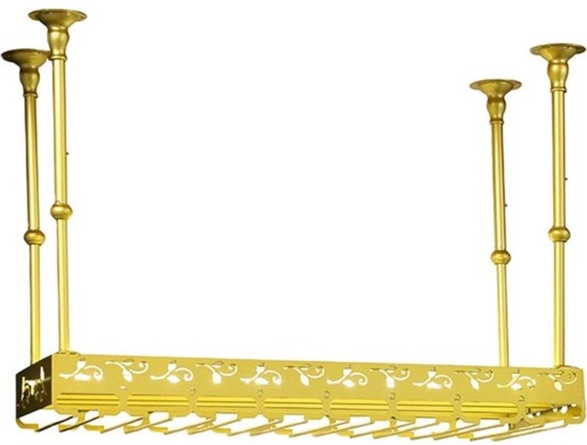 Gouden Wijnrek - Flessenhouder Glazenrek - Keuken Opbergen - Plafondmontage - 100 cm - Goud